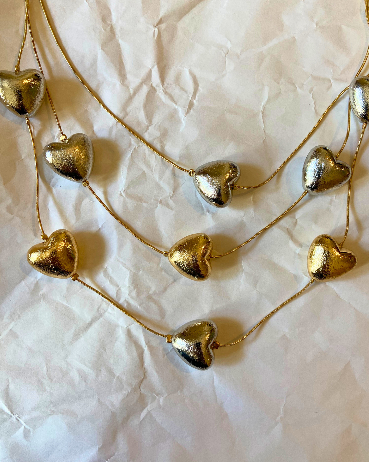 Silver & Gold Heart Link Necklace