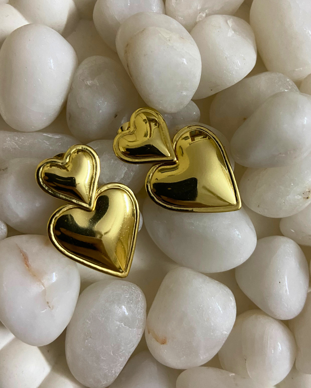 Heart Duo Earrings 18K Gold Plated
