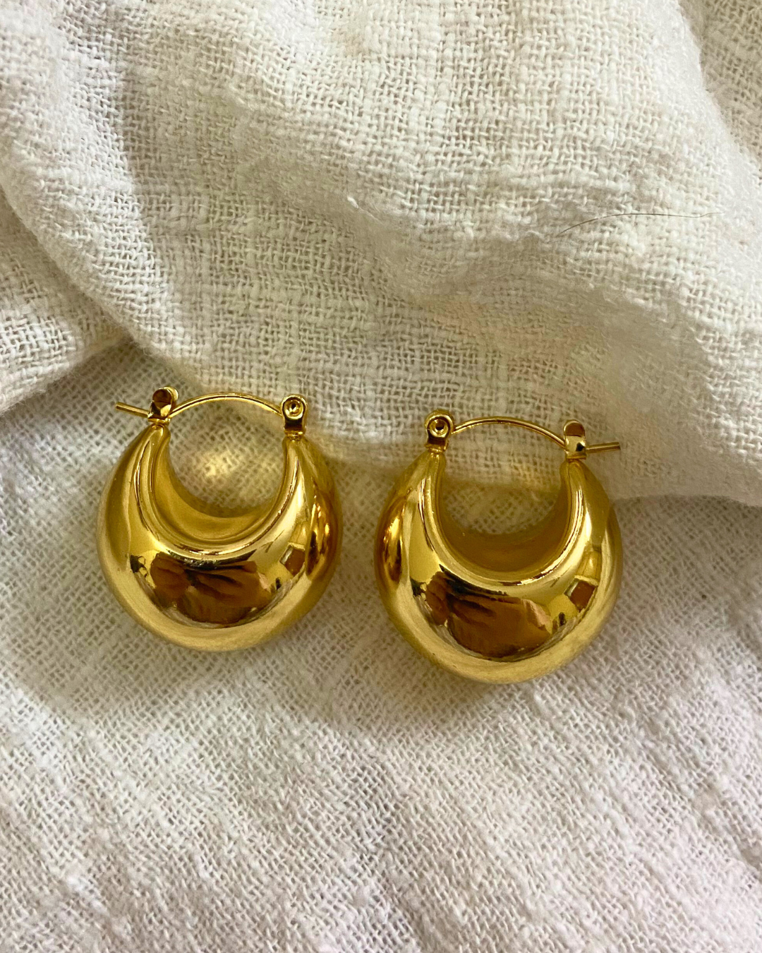 Dome Statement Hoops- 18K Gold Plated