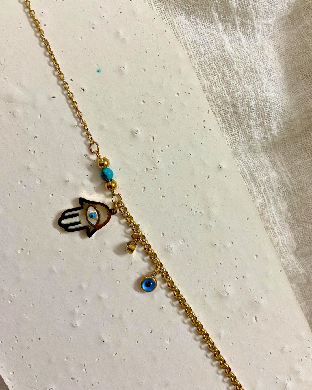 Hamsa Evil Eye Bracelet 18K Gold Plated