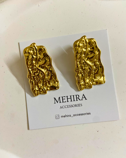 Golden Chunk Earrings 18K Gold Plated