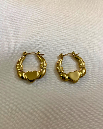 Twinkle Heart Hoops- 18K Gold Plated