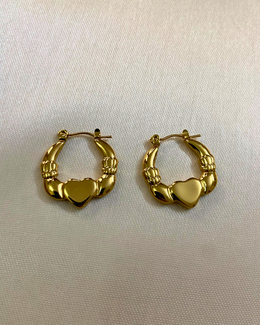 Twinkle Heart Hoops- 18K Gold Plated
