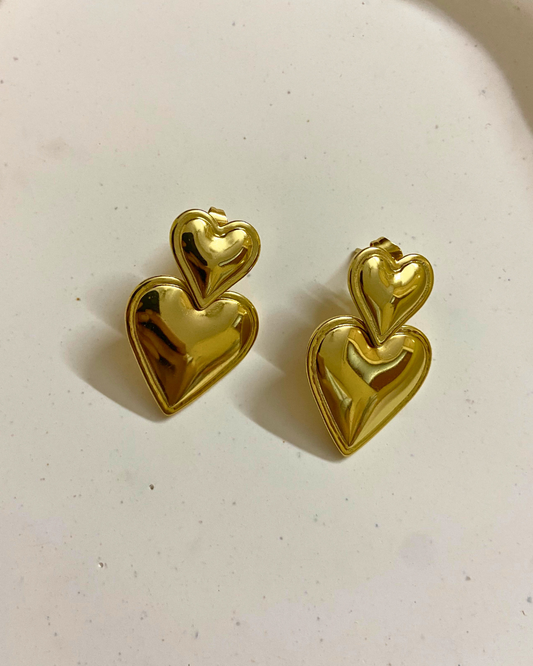 Heart Duo Earrings 18K Gold Plated