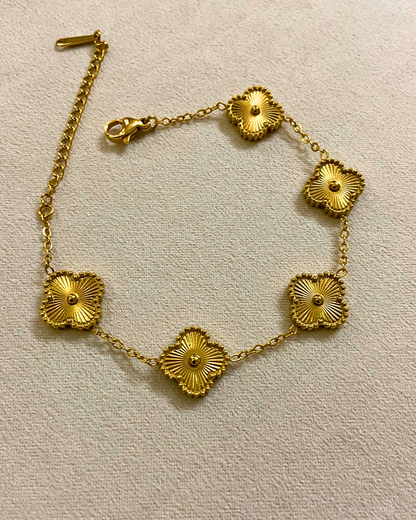 Gold Clover Bracelet- 18K Gold Plated