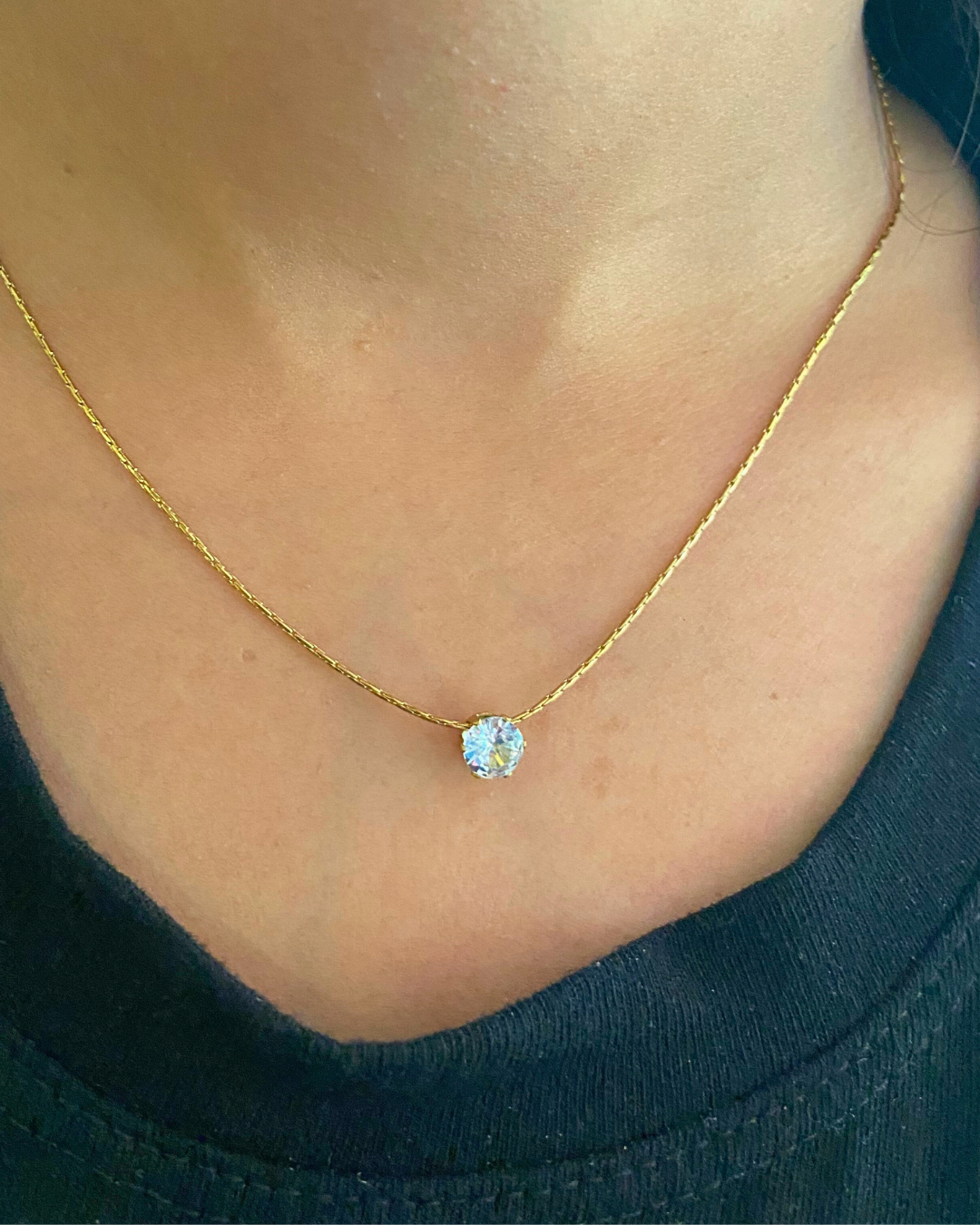 Celeste Solitaire Necklace 18K Gold Plated