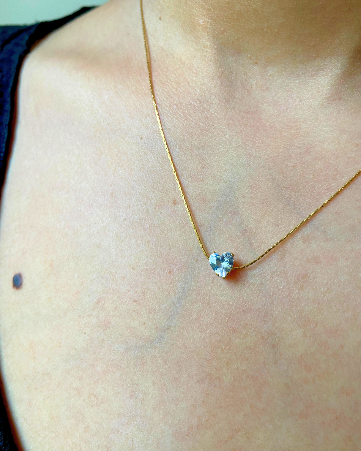 Petite Heart Solitaire Necklace 18k Gold Plated