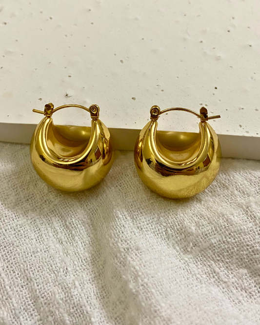 Dome Statement Hoops- 18K Gold Plated