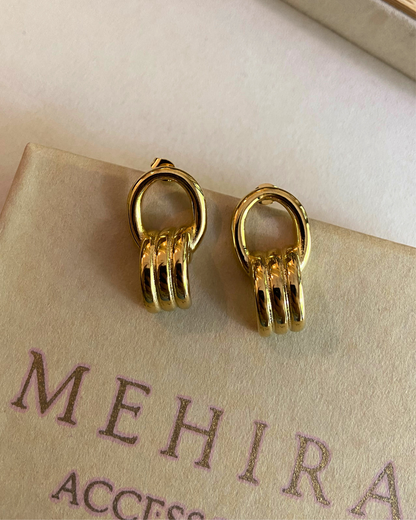 Zina Statement Studs- 18K Gold Plated