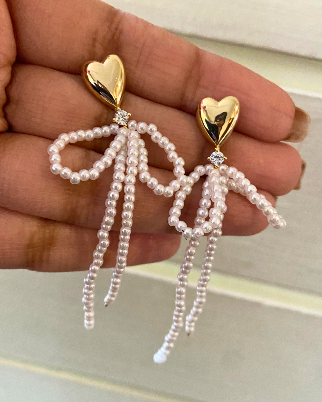 Bowkissed Pearl Earrings 18K Gold Plated