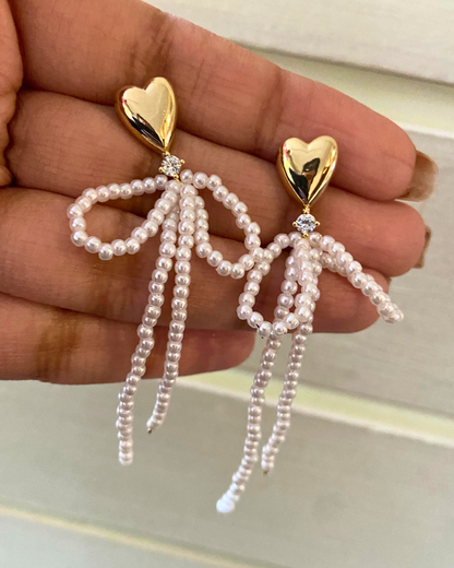 Bowkissed Pearl Earrings 18K Gold Plated