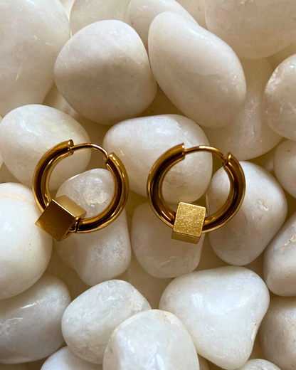 Golden Dice Hoops 18K Gold Plated