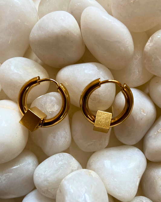 Golden Dice Hoops 18K Gold Plated