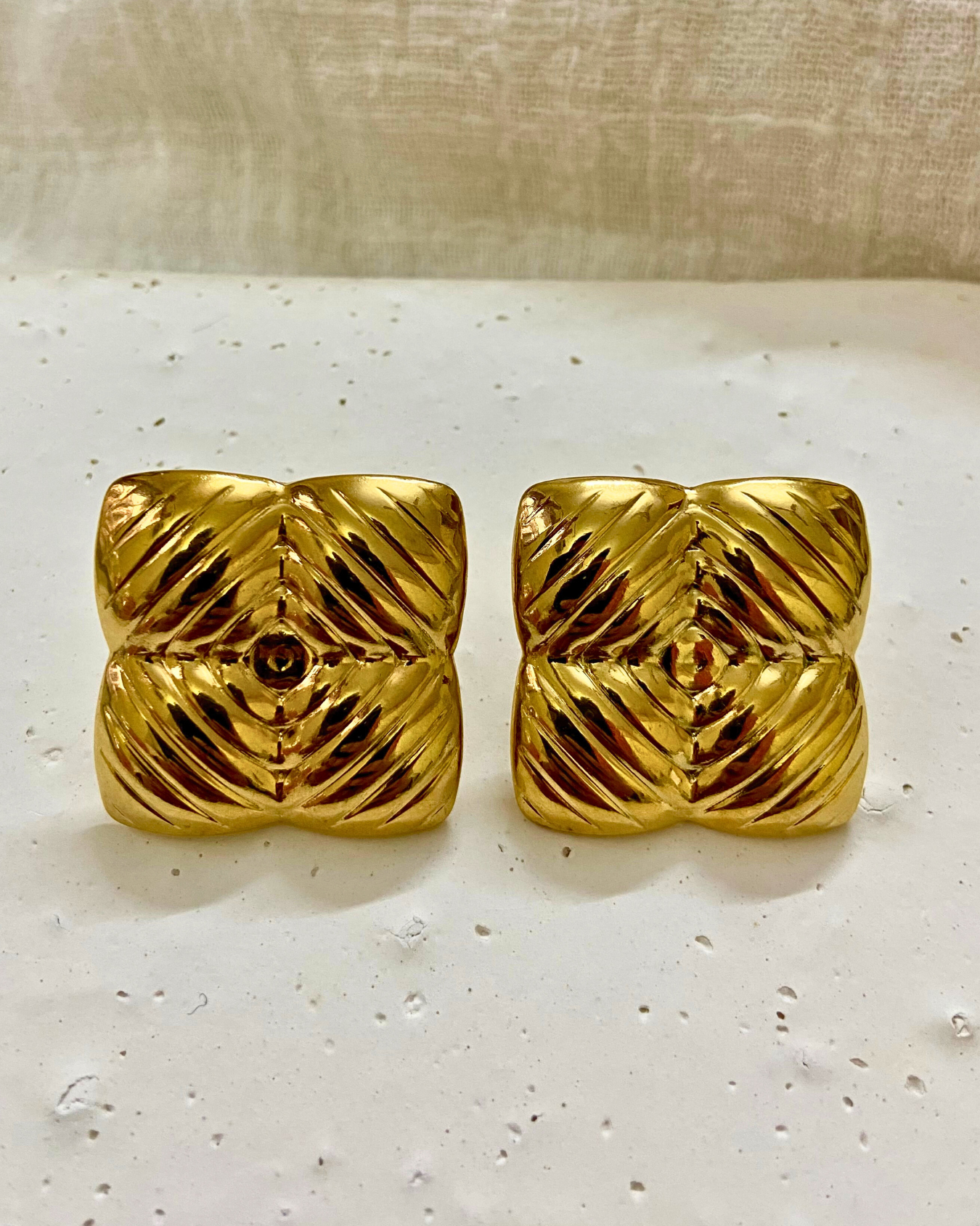 Twilight Cushion Studs 18K Gold Plated