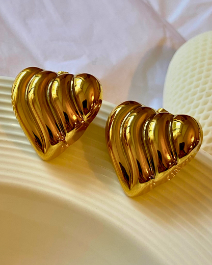 Blazing Heart Studs 18K Gold Plated