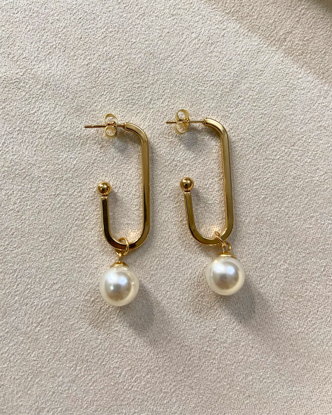 Pearl Dangle Earrings- 18K Gold Plated