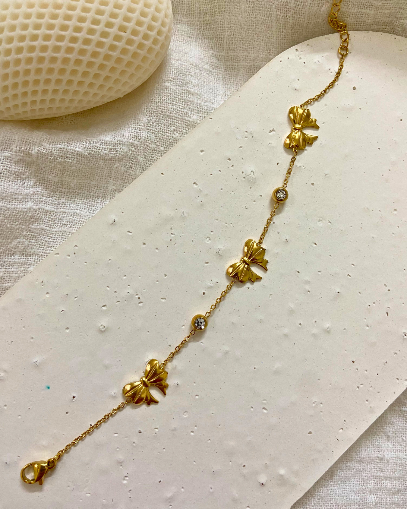 Bow Charm Bracelet 18K Gold Plated