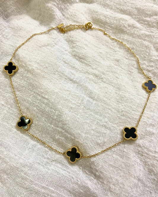 Black Clover Necklace- 18K Gold Plated