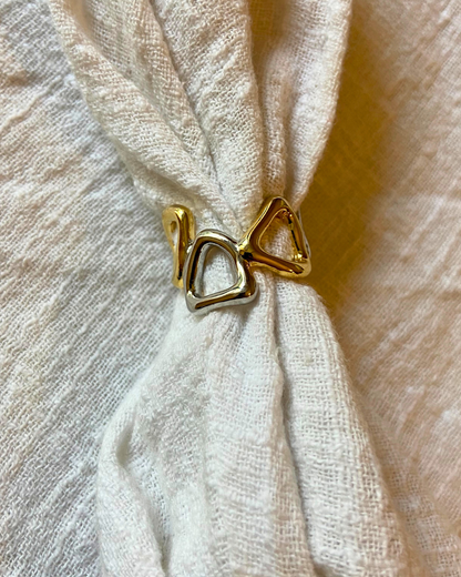 Gold and Silver Symphony Ring 18K Gold Plated