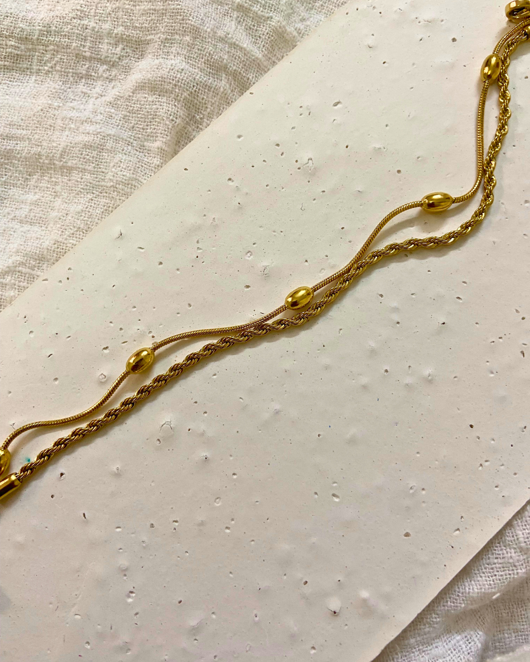 Twin Pleats Bracelet 18K Gold Plated