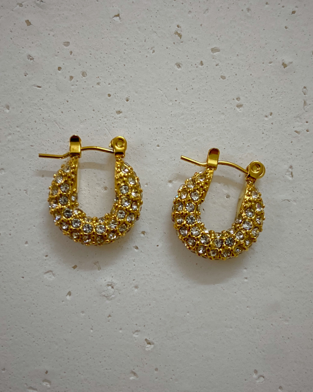 Zircon Studded Hug Hoops 18K Gold Plated