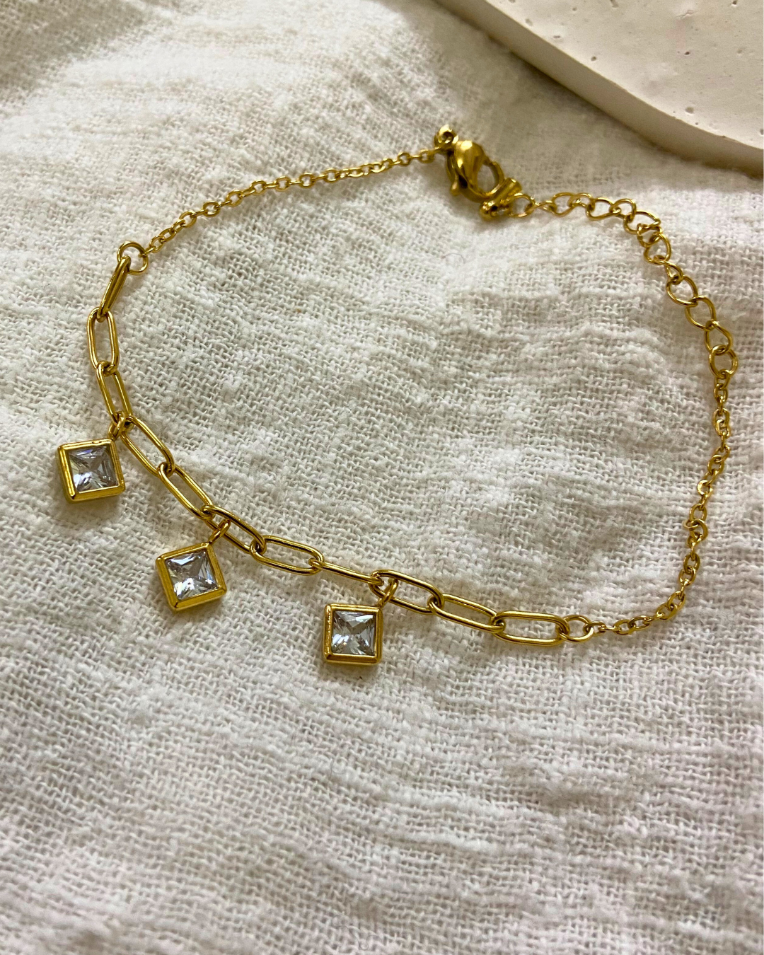Crystal Charm Bracelet 18K Gold Plated