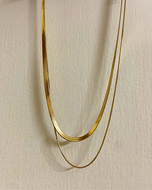 Minimal Layered Snake Chain- 18K Gold Plated