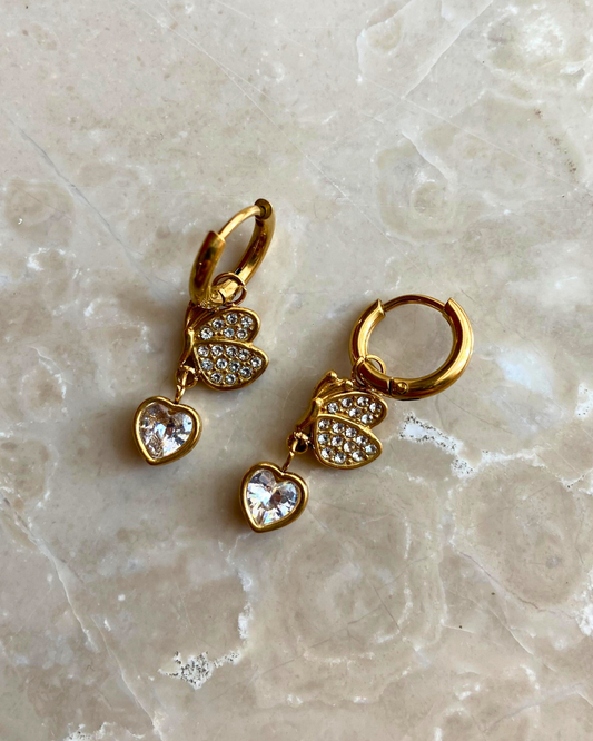 Butterfly Charm Earrings 18K Gold Plated
