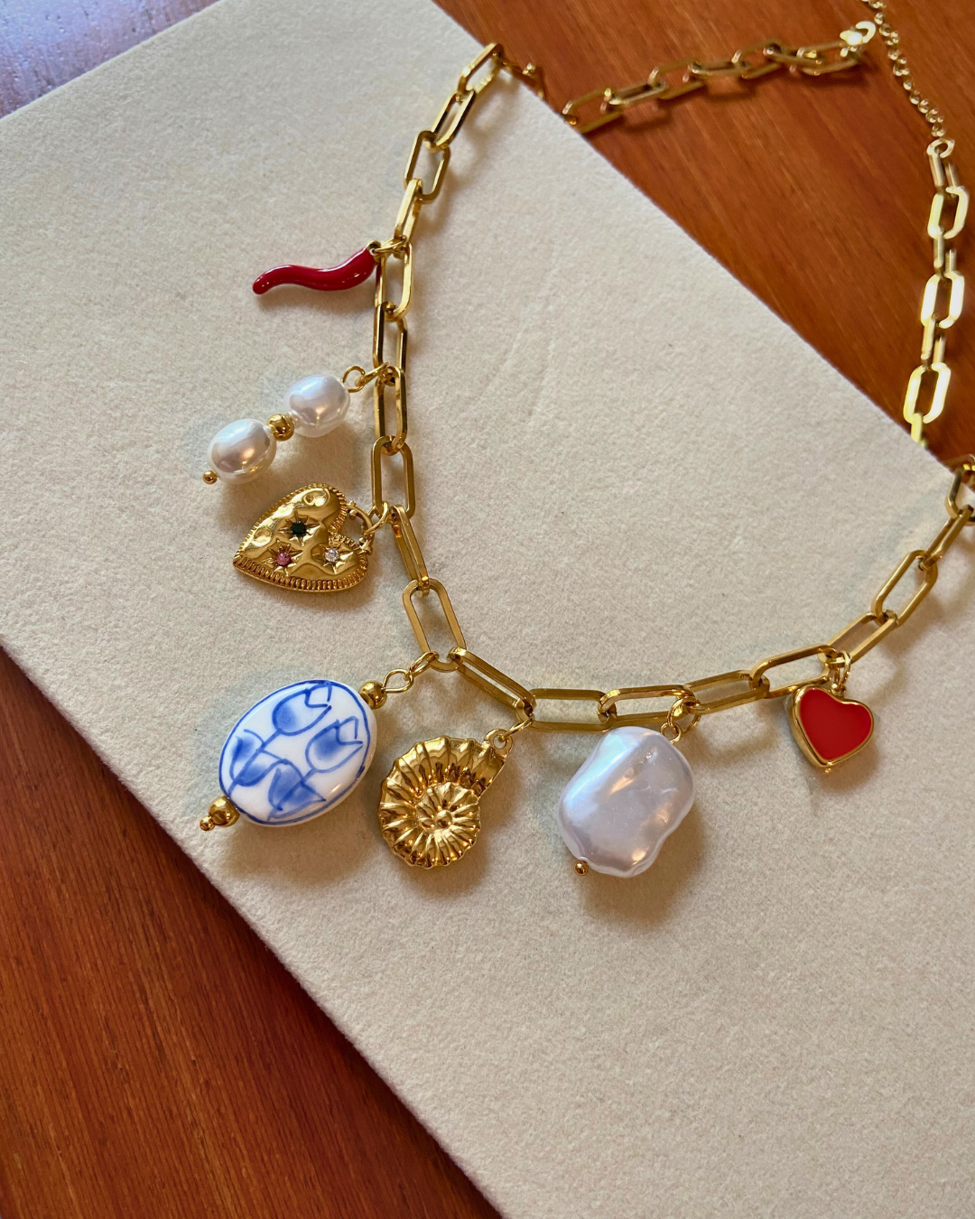 Bloom and Breeze Charm Necklace- 18K Gold Plated