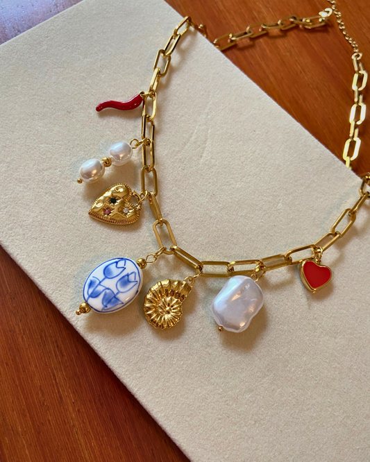 Bloom and Breeze Charm Necklace- 18K Gold Plated