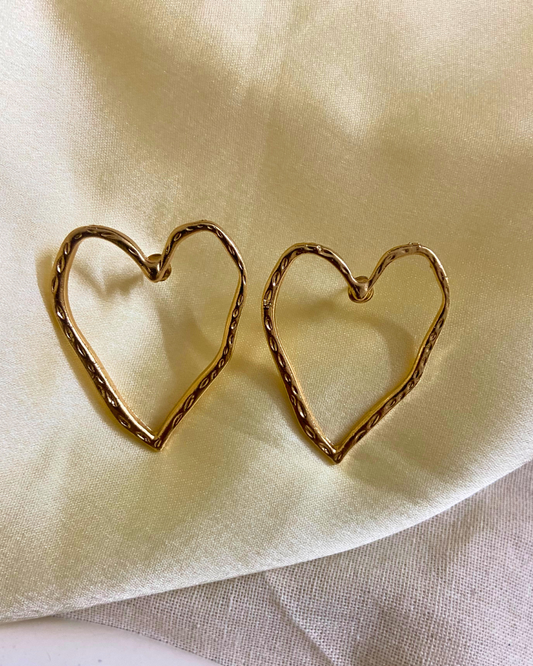 Heart Outline Earrings- 18K Gold Plated