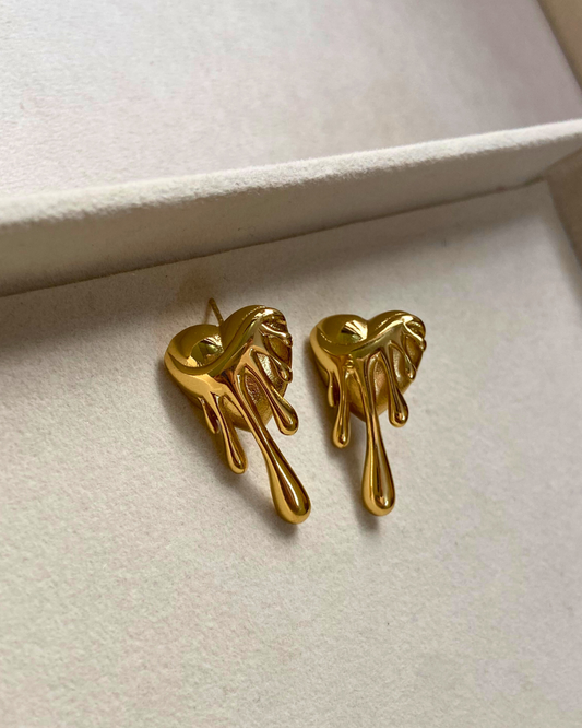 Heart Drip Earrings- 18K Gold Plated