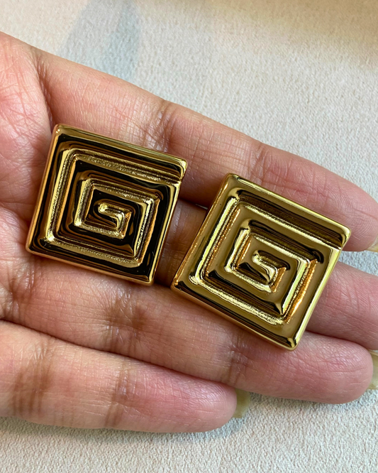 Riddle Statement Studs- 18K Gold Plated