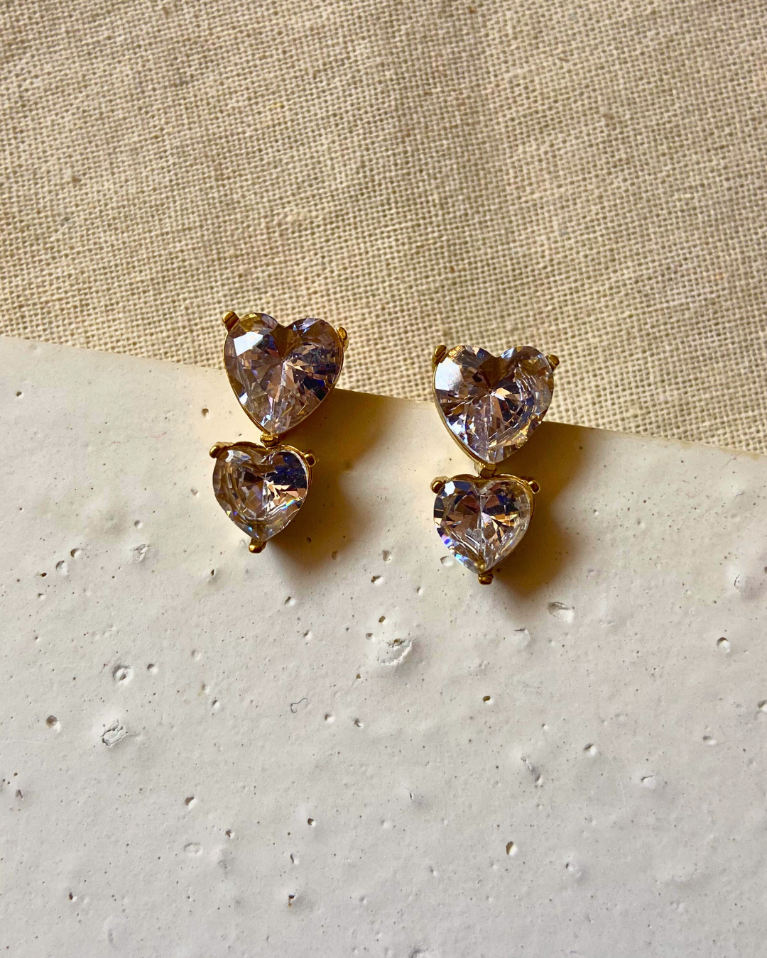 Duo Heart Solitaire Earrings