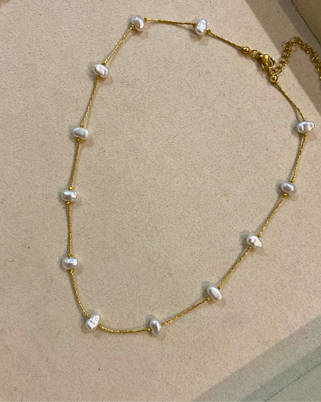 Pearl String Necklace- 18K Gold Plated