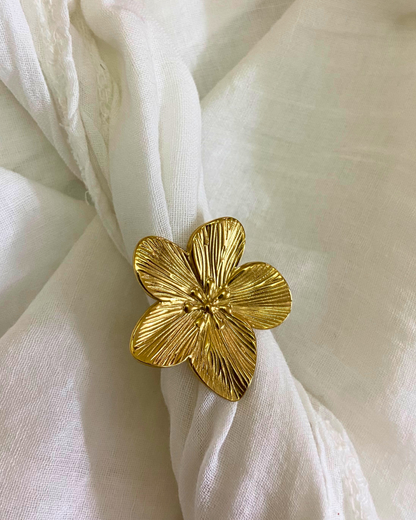 Textured Flora Ring- Adjustable