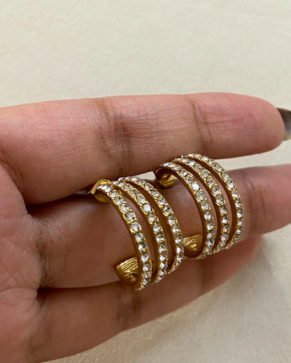 Crystal Bloom Earrings- 18K Gold Plated