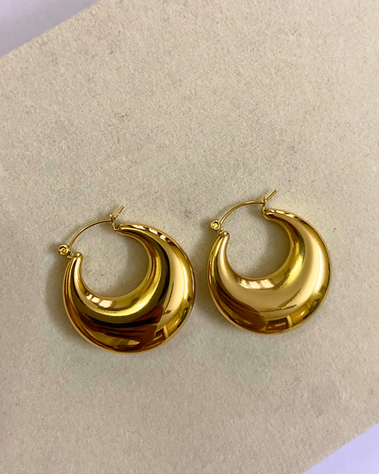 Gold Round Hoops(Large)- 18K Gold Plated