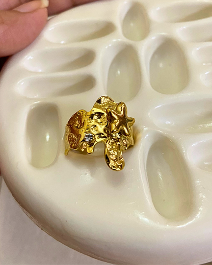 Starry Textured Ring- Adjustable