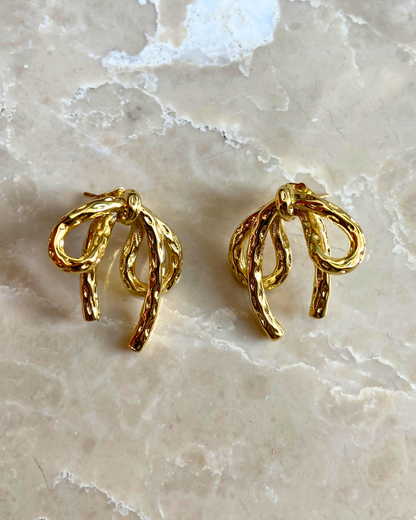 Droopy Bow Studs 18K Gold Plated