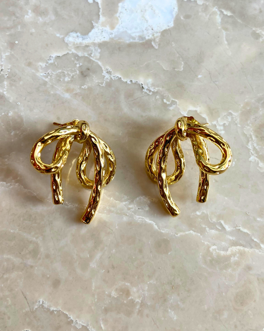 Droopy Bow Studs 18K Gold Plated