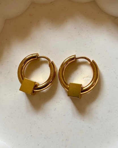 Golden Dice Hoops 18K Gold Plated