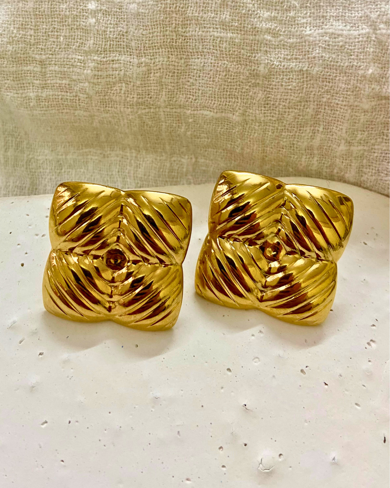 Twilight Cushion Studs 18K Gold Plated