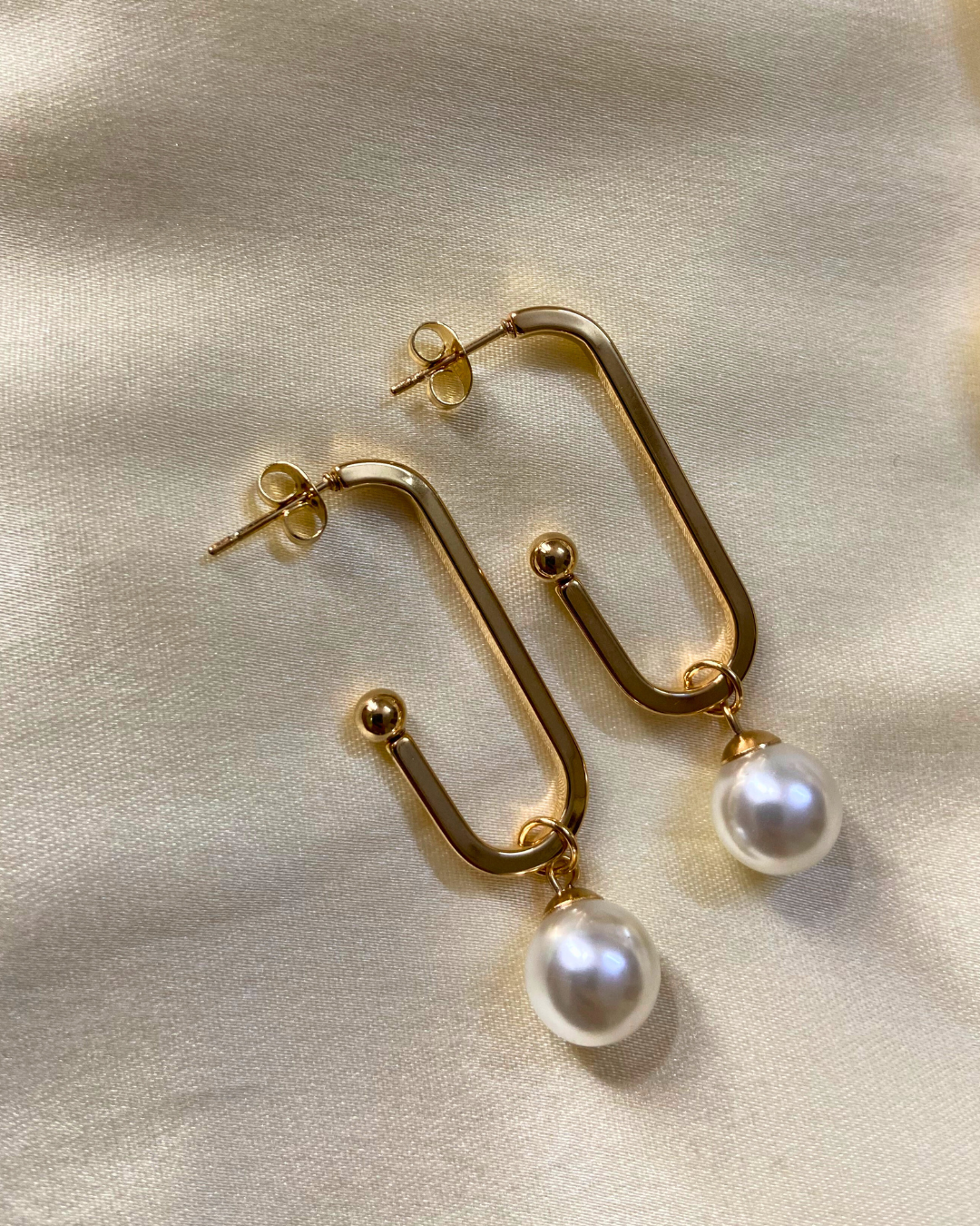 Pearl Dangle Earrings- 18K Gold Plated