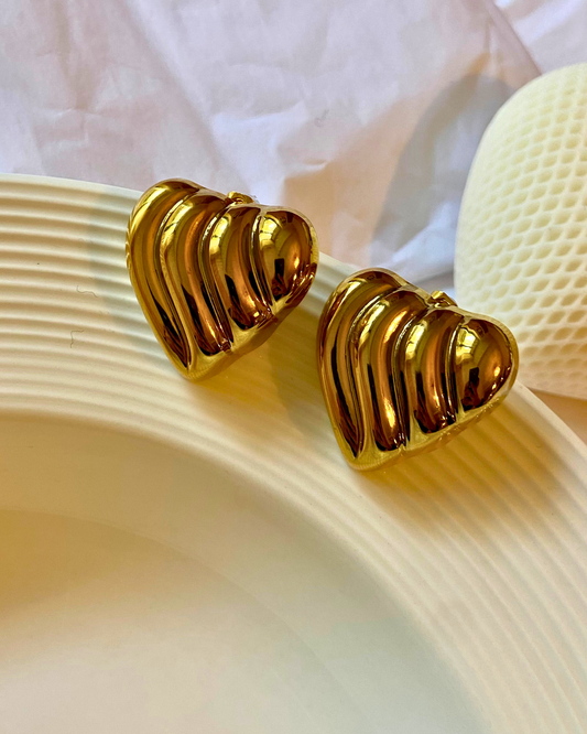 Blazing Heart Studs 18K Gold Plated