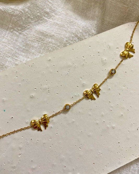 Bow Charm Bracelet 18K Gold Plated
