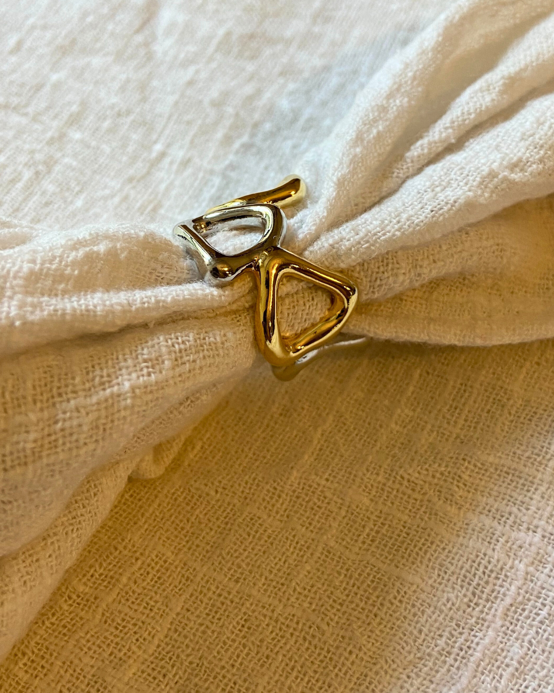 Gold and Silver Symphony Ring 18K Gold Plated