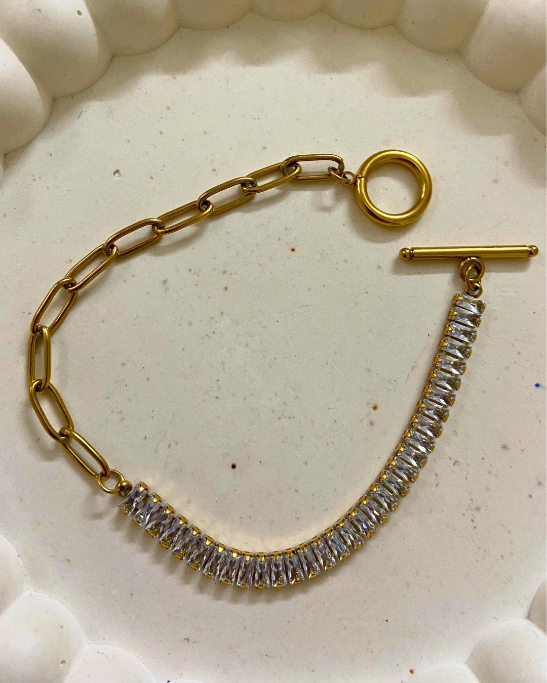 Baguette Tennis Bracelet 18K Gold Plated