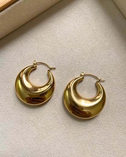 Gold Round Hoops(Large)- 18K Gold Plated