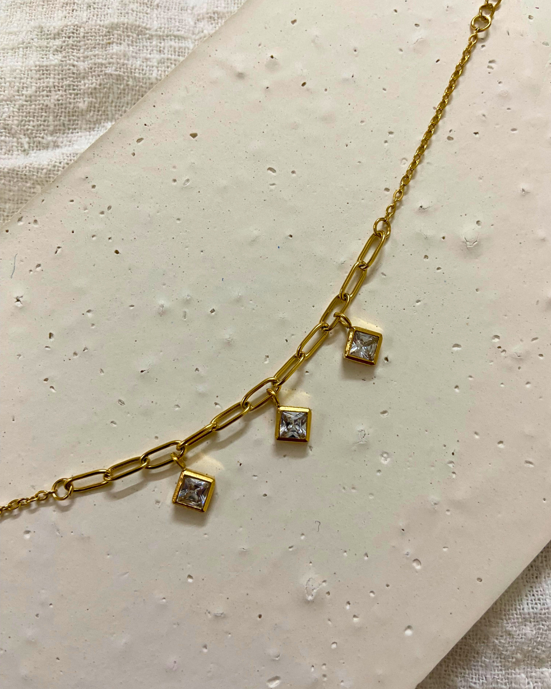 Crystal Charm Bracelet 18K Gold Plated
